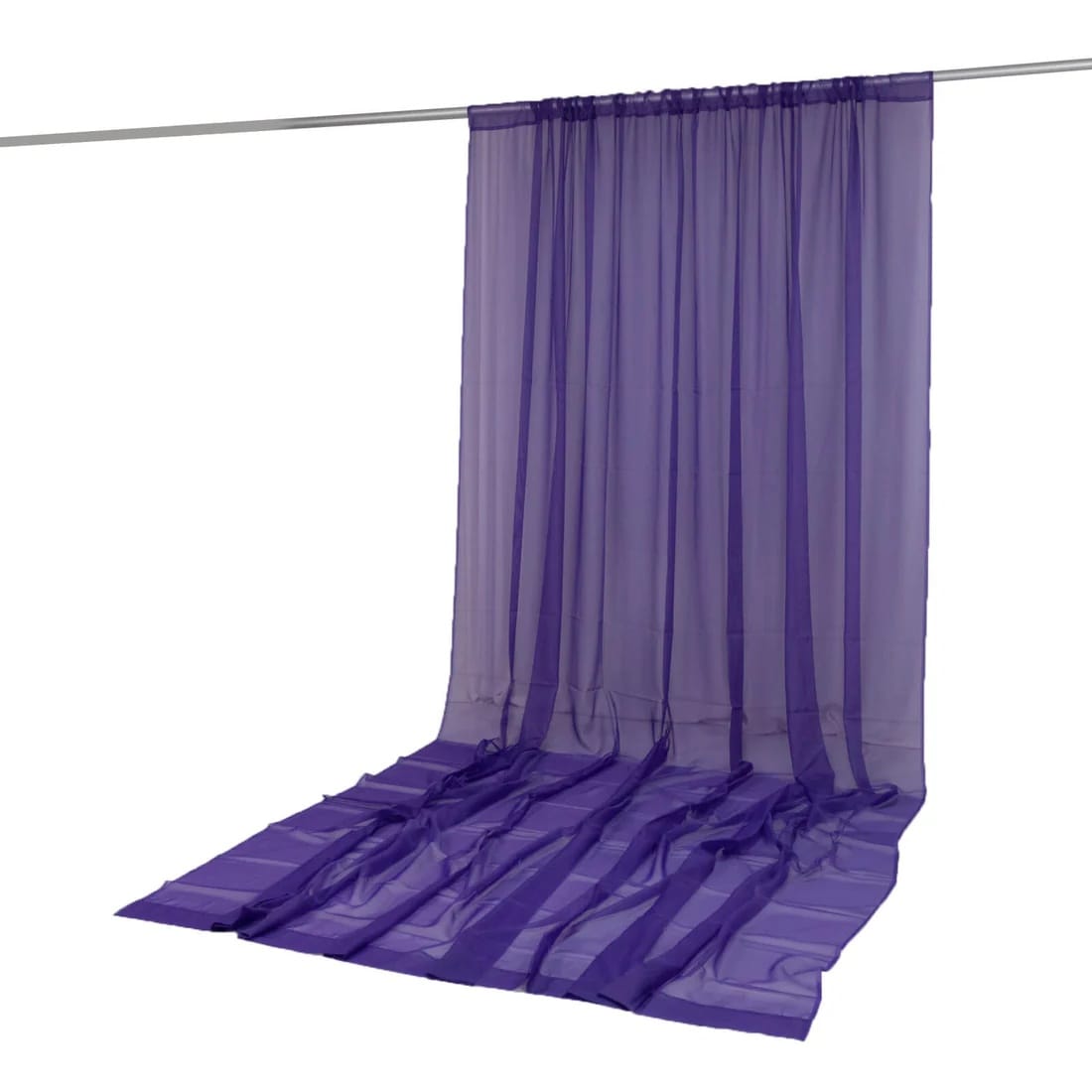 10ft x 14ft Chiffon Sheer Backdrop Curtain Panel Draping Fabric CUR_PANORGZ_10X14_PURP