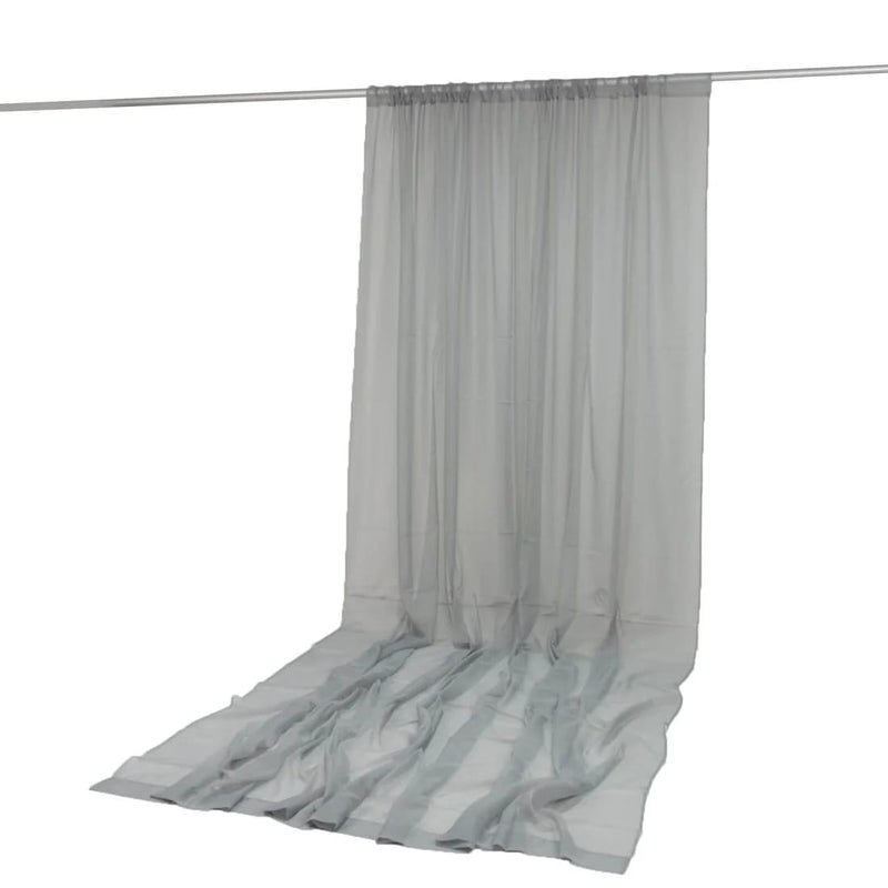 10ft x 14ft Chiffon Sheer Backdrop Curtain Panel Draping Fabric CUR_PANORGZ_10X14_SILV