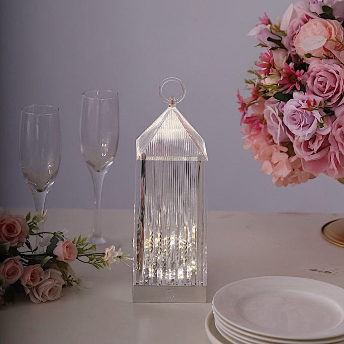 11" Retro Lighthouse Style LED Crystal Lantern Table Lamp - Clear LED_ACRY_LAMP06_ASST