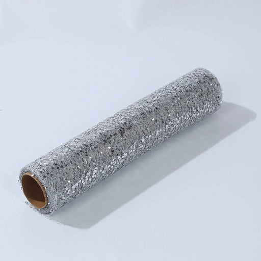 11" x 108" Metallic Sequin Mesh Polyester Table Runner RUN_MET11_SILV