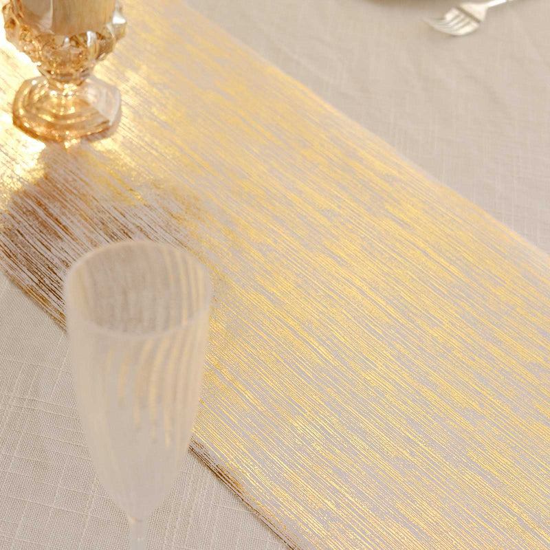 11"x108" Metallic Brushed Non-Woven Faux Suede Table Runner - Gold RUN_MET09_GOLD