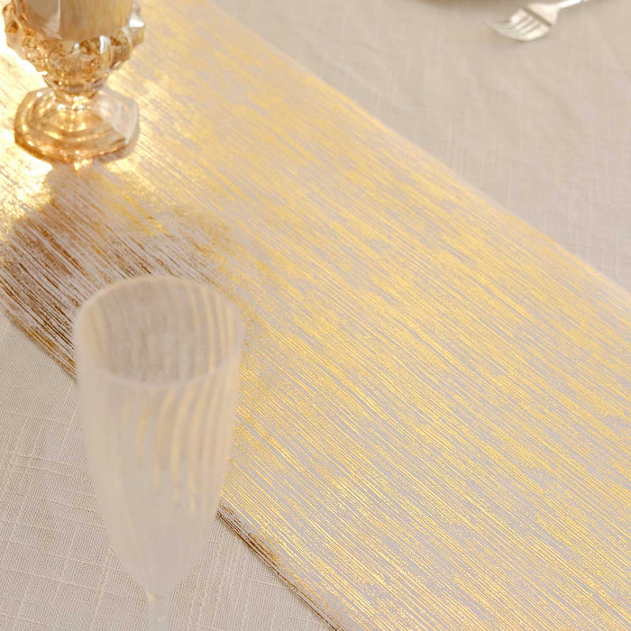 11"x108" Metallic Brushed Non-Woven Faux Suede Table Runner - Gold RUN_MET09_GOLD