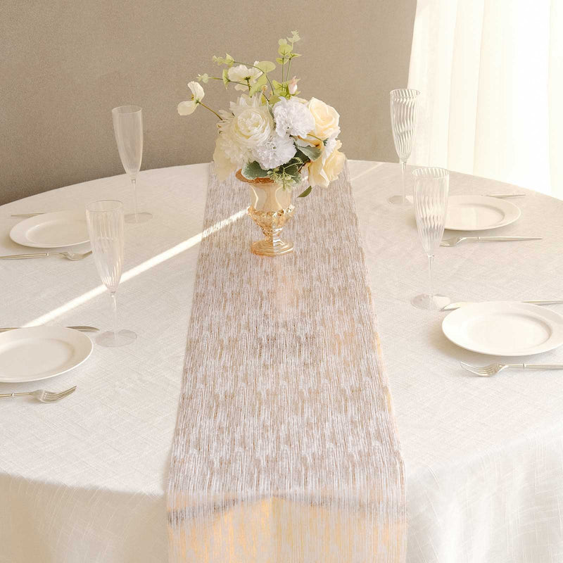 11"x108" Metallic Brushed Non-Woven Faux Suede Table Runner - Gold RUN_MET09_GOLD