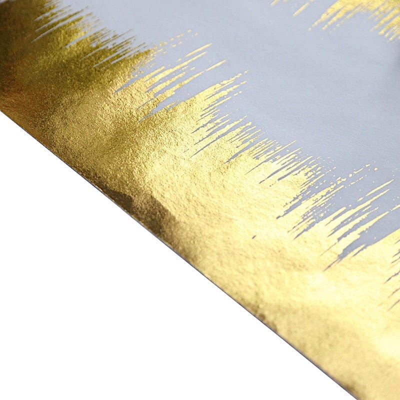 11"x108" Metallic Icicle Print Foil Table Runner Wedding Linens - White and Gold RUN_MET05_GOLD