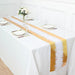 11"x108" Metallic Icicle Print Foil Table Runner Wedding Linens - White and Gold RUN_MET05_GOLD