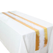 11"x108" Metallic Icicle Print Non Woven Fabric Table Runner - White and Gold RUN_MET05_GOLD