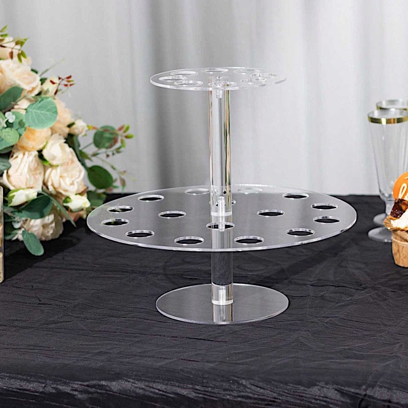 12" Acrylic 2 Tier 24-Slot Ice Cream Cone Holder - Clear DSP_TR0008_24_CLR