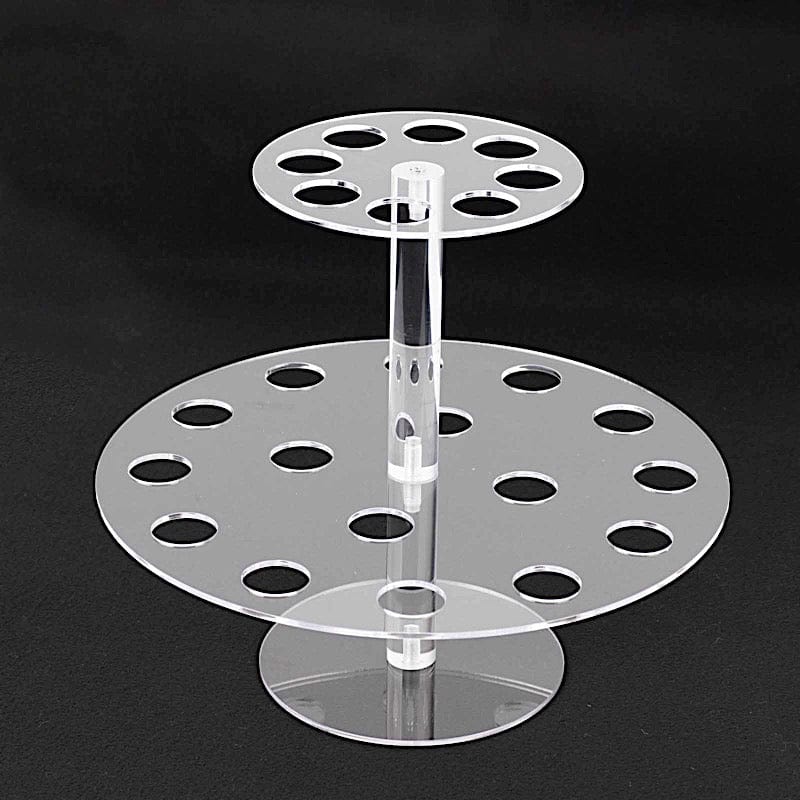 12" Acrylic 2 Tier 24-Slot Ice Cream Cone Holder - Clear DSP_TR0008_24_CLR