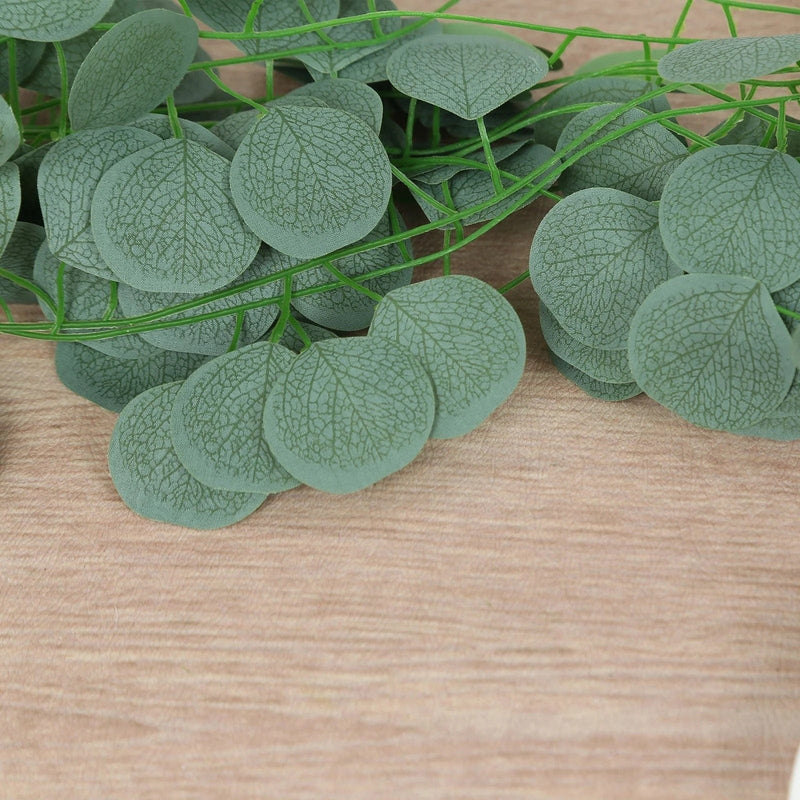 12 Artificial 6.5 ft Silk Eucalyptus Leaves Garland - Green ARTI_GLND_GRN023
