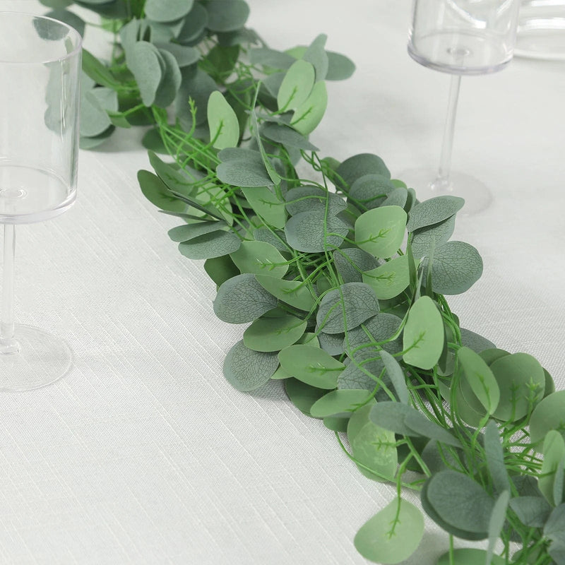 12 Artificial 6.5 ft Silk Eucalyptus Leaves Garland - Green ARTI_GLND_GRN023