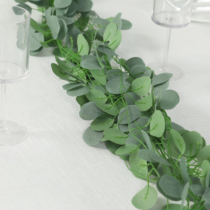 12 Artificial 6.5 ft Silk Eucalyptus Leaves Garland - Green ARTI_GLND_GRN023