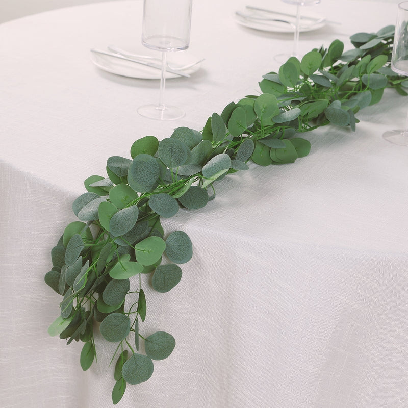 12 Artificial 6.5 ft Silk Eucalyptus Leaves Garland - Green ARTI_GLND_GRN023