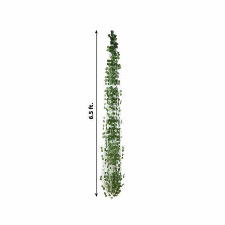 12 Artificial 6.5 ft Silk Ivy Leaves Garland - Green ARTI_GLND_GRN024