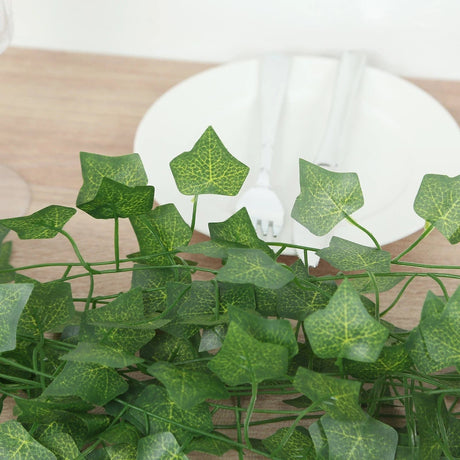 12 Artificial 6.5 ft Silk Ivy Leaves Garland - Green ARTI_GLND_GRN024