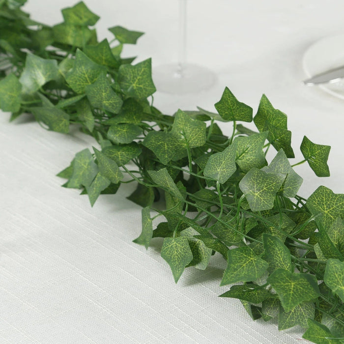 12 Artificial 6.5 ft Silk Ivy Leaves Garland - Green ARTI_GLND_GRN024