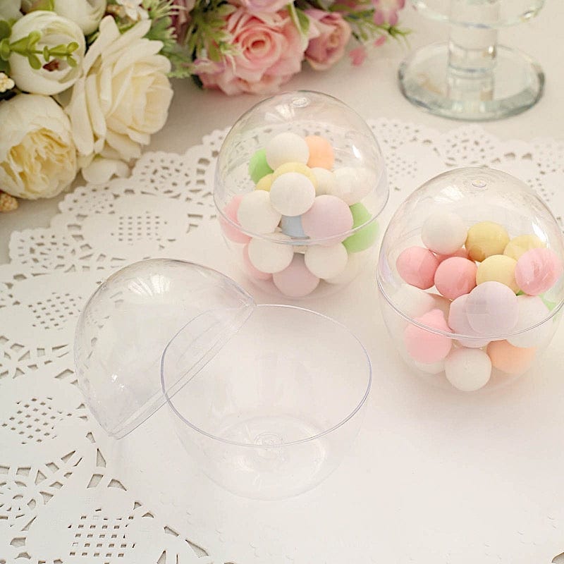 12 Clear 4 oz Mini Egg Shaped Plastic Dessert Cups - Disposable Tableware DSP_DST_CU008_4_CLR