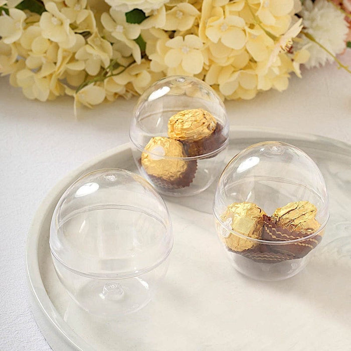 12 Clear 4 oz Mini Egg Shaped Plastic Dessert Cups - Disposable Tableware DSP_DST_CU008_4_CLR