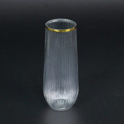 12 Clear 9 oz Stemless Plastic Champagne Flutes with Gold Rim - Disposable Glasses DSP_CUCP013_9_GOLD