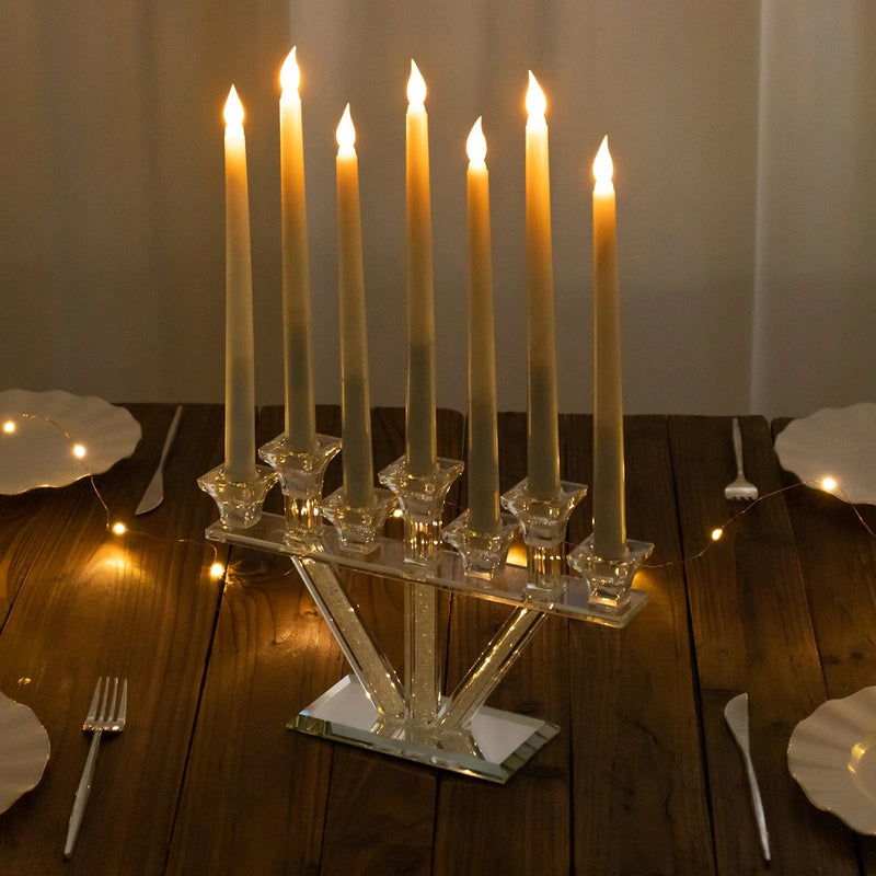 12" Crystal 7 Branch Glass Candelabra with Crystal Filler CHDLR_CAND_037_7_CLR