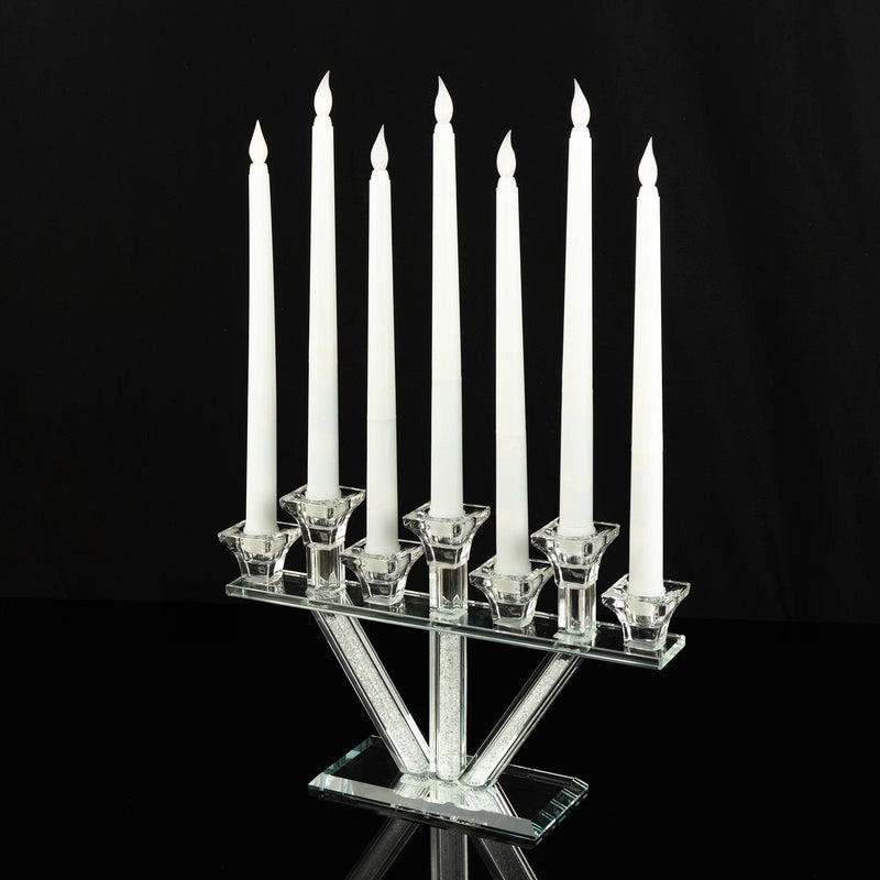 12" Crystal 7 Branch Glass Candelabra with Crystal Filler CHDLR_CAND_037_7_CLR