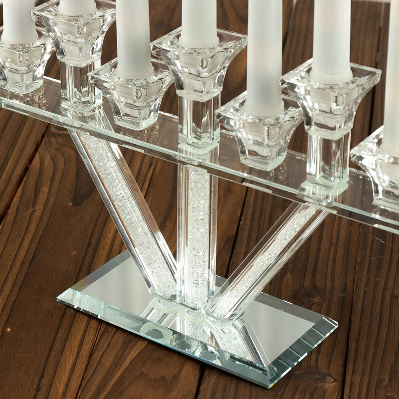 12" Crystal 7 Branch Glass Candelabra with Crystal Filler CHDLR_CAND_037_7_CLR