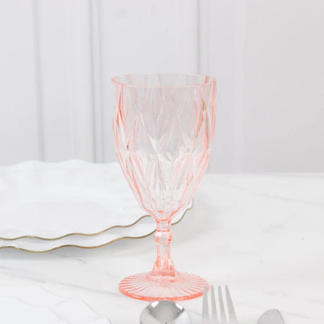 12 Diamond Cut 11oz Vintage Goblets Plastic Wine Glasses