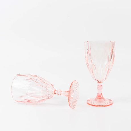 12 Diamond Cut 11oz Vintage Goblets Plastic Wine Glasses