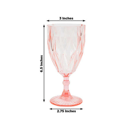 12 Diamond Cut 11oz Vintage Goblets Plastic Wine Glasses