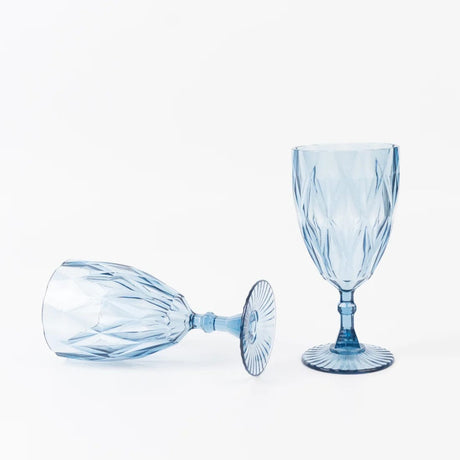 12 Diamond Cut 11oz Vintage Goblets Plastic Wine Glasses
