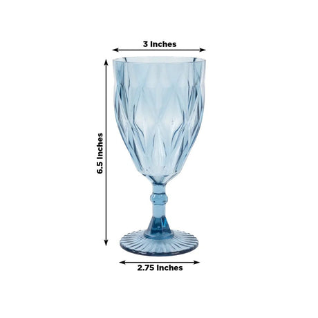 12 Diamond Cut 11oz Vintage Goblets Plastic Wine Glasses
