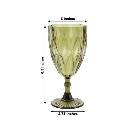 12 Diamond Cut 11oz Vintage Goblets Plastic Wine Glasses