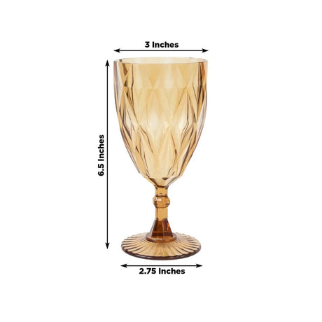 12 Diamond Cut 11oz Vintage Goblets Plastic Wine Glasses