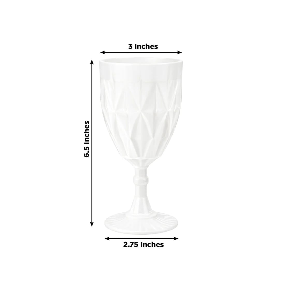 12 Diamond Cut 11oz Vintage Goblets Plastic Wine Glasses