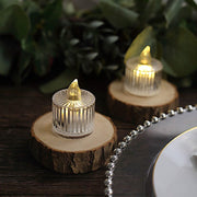 12 Flameless 2" Battery Operated LED Tealight Candles Column Design - Clear LED_CAND_TL006_CLR