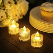 12 Flameless 2" Battery Operated LED Tealight Candles Column Design - Clear LED_CAND_TL006_CLR