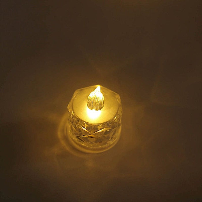 12 Flameless 2" Battery Operated LED Tealight Candles Diamond Design - Clear LED_CAND_TL005_CLR