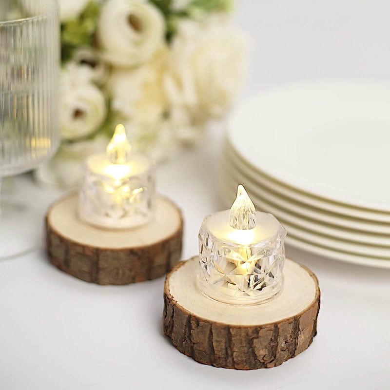 12 Flameless 2" Battery Operated LED Tealight Candles Diamond Design - Clear LED_CAND_TL005_CLR