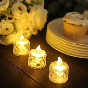 12 Flameless 2" Battery Operated LED Tealight Candles Diamond Design - Clear LED_CAND_TL005_CLR