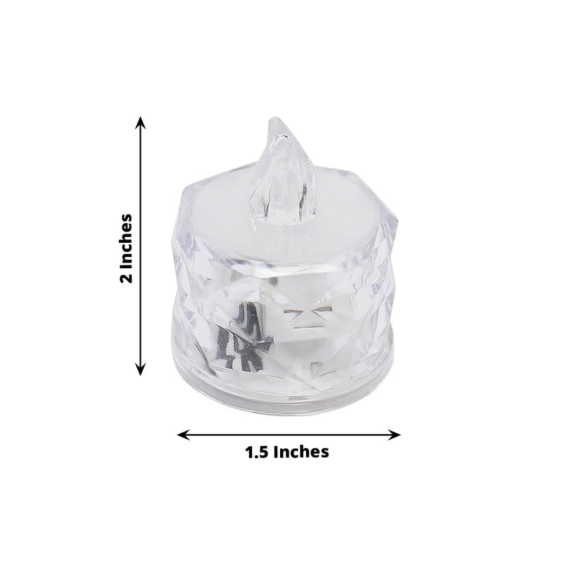 12 Flameless 2" Battery Operated LED Tealight Candles Diamond Design - Clear LED_CAND_TL005_CLR