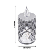 12 Flameless Battery Operated LED Tealight Candles Diamond Design - Clear