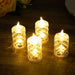 12 Flameless Battery Operated LED Tealight Candles Diamond Design - Clear