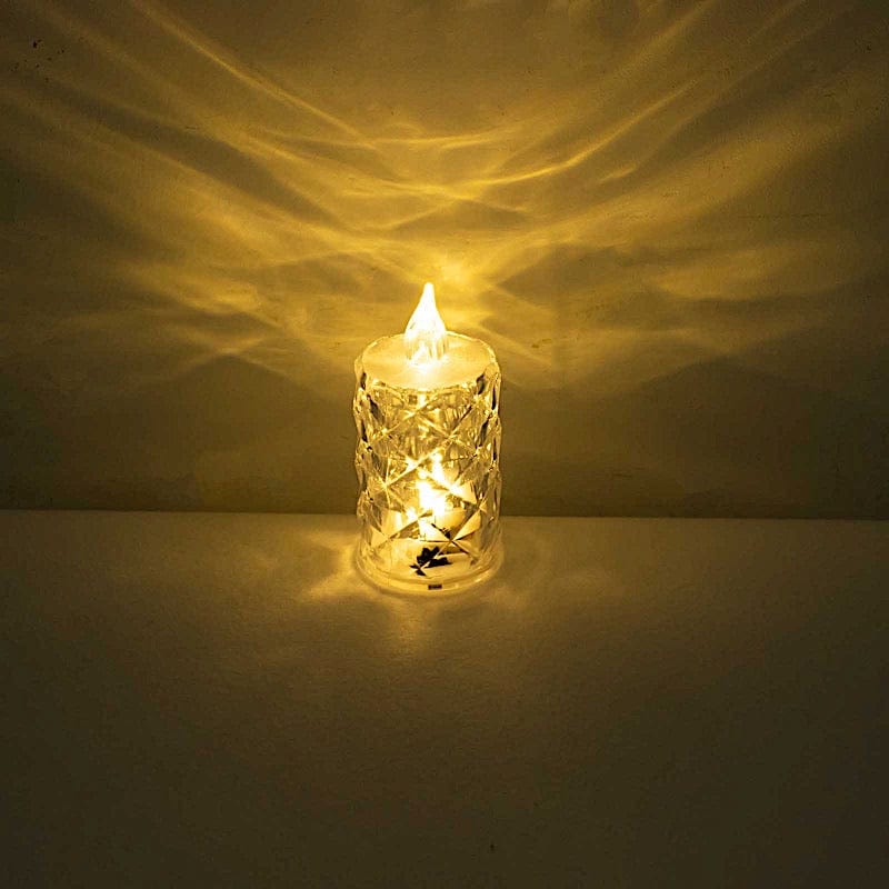 12 Flameless Battery Operated LED Tealight Candles Diamond Design - Clear