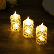 12 Flameless Battery Operated LED Tealight Candles Diamond Design - Clear
