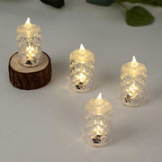 12 Flameless Battery Operated LED Tealight Candles Diamond Design - Clear