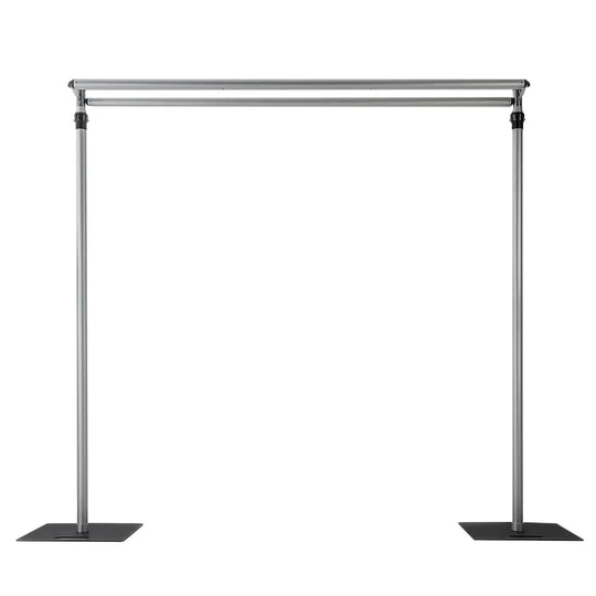 12 ft x 12 ft Pipe and Drape Backdrop Stand with Double Cross Bars - Silver and Black BKDP_STND_ALUM_12X12_DB