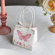 12 Glitter Butterfly Paper Gift Bags with Handles - Pink and White BAG_PAP04_4X4_BUT_WHT