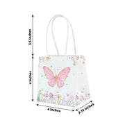 12 Glitter Butterfly Paper Gift Bags with Handles - Pink and White BAG_PAP04_4X4_BUT_WHT