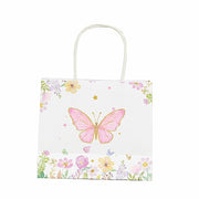 12 Glitter Butterfly Paper Gift Bags with Handles - Pink and White BAG_PAP04_6X7_BUT_WHT