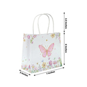 12 Glitter Butterfly Paper Gift Bags with Handles - Pink and White BAG_PAP04_6X7_BUT_WHT