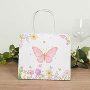 12 Glitter Butterfly Paper Gift Bags with Handles - Pink and White BAG_PAP04_6X7_BUT_WHT